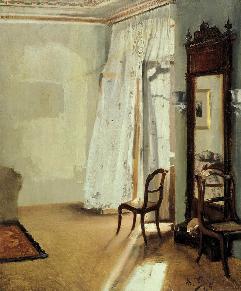 BillerAntik Kunstdruck The Balcony Room Adolph Menzel Zimmer Vorhang Balkon Spiegel Stuhl B A, (1 St) von BillerAntik