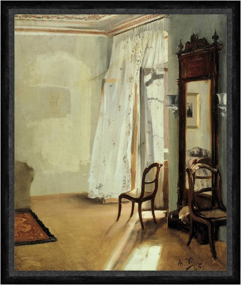 BillerAntik Kunstdruck The Balcony Room Adolph Menzel Zimmer Vorhang Balkon Spiegel Stuhl Fak, (1 St) von BillerAntik