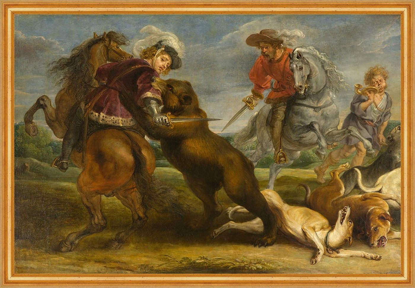 Kunstdruck The Bear Hunt Peter Paul Rubens Reiter Pferde Jagd Tiere Kampf Biss B, (1 St) von OTTO