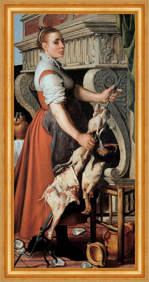 BillerAntik Kunstdruck The Cook Pieter Aertsen Köchin Grillen Ofen Feuer Spieß Frau B A3 0311, (1 St) von BillerAntik