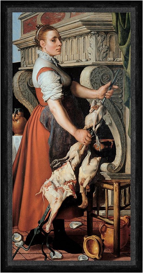 BillerAntik Kunstdruck The Cook Pieter Aertsen Köchin Grillen Ofen Feuer Spieß Frau Faks_B 0, (1 St) von BillerAntik
