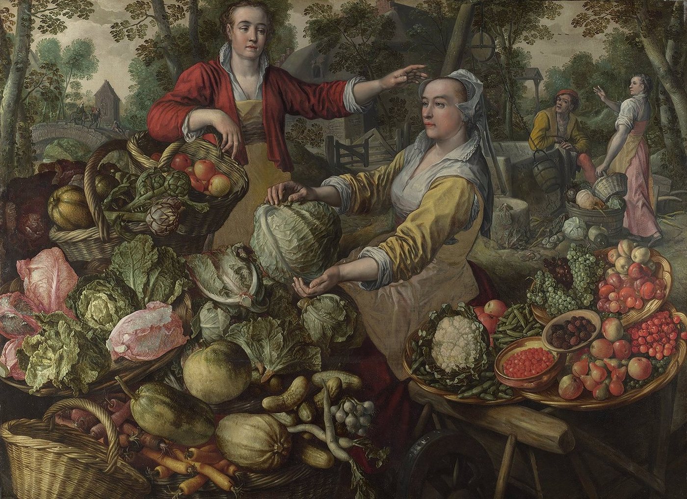 BillerAntik Kunstdruck The Four Elements: Earth Joachim Beuckelaer Erde Gemüse Markt Obst B A, (1 St) von BillerAntik