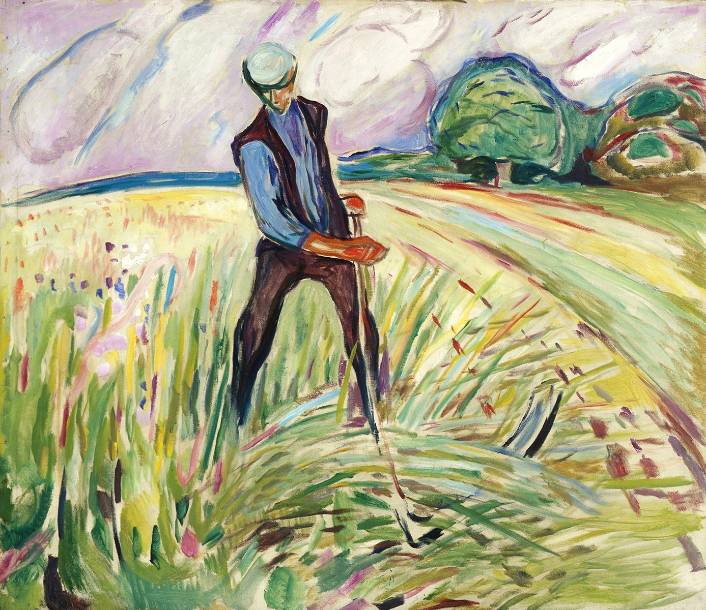 BillerAntik Kunstdruck The Haymaker Edvard Munch Ernte Landwirtschaft Sense Männer Feld B A3, (1 St) von BillerAntik