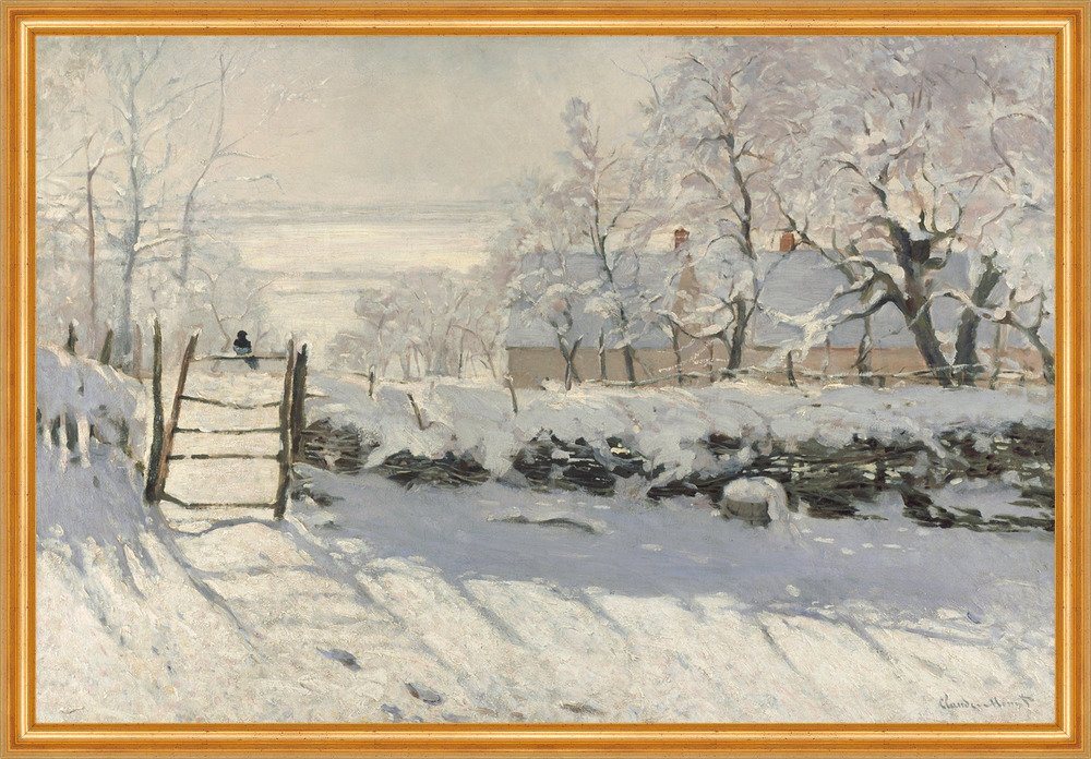Kunstdruck The Magpie Claude Monet Elster Vogel Winterlandschaft Schnee Zaun B A2, (1 St) von OTTO