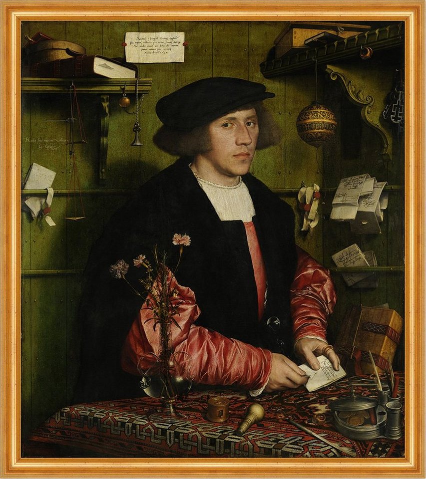Kunstdruck The Merchant Georg Gisze Hans Holbein der Jüngere Händler Vase Blumen, (1 St) von OTTO
