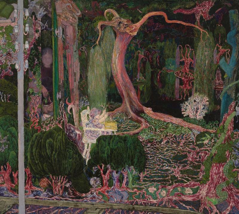 BillerAntik Kunstdruck The New Generation Jan Toorop Wald Baum Baby Kind Hochstuhl Phantasie, (1 St) von BillerAntik