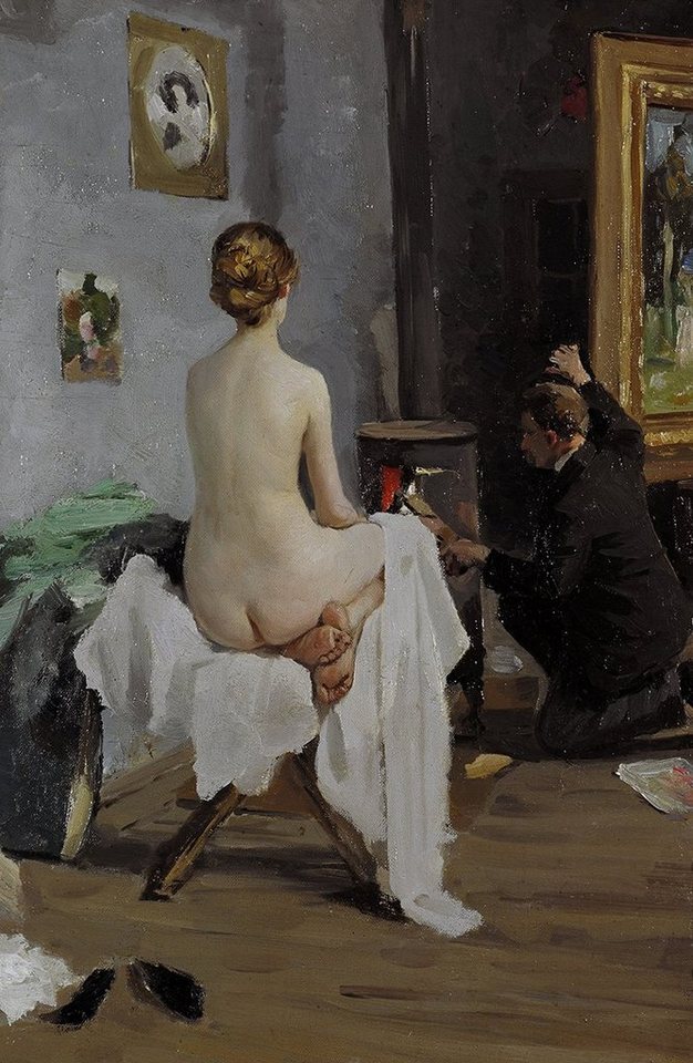 BillerAntik Kunstdruck The Painters Studio Janis Rozentals Akt Atelier Maler Modell Ofen B A3, (1 St) von BillerAntik
