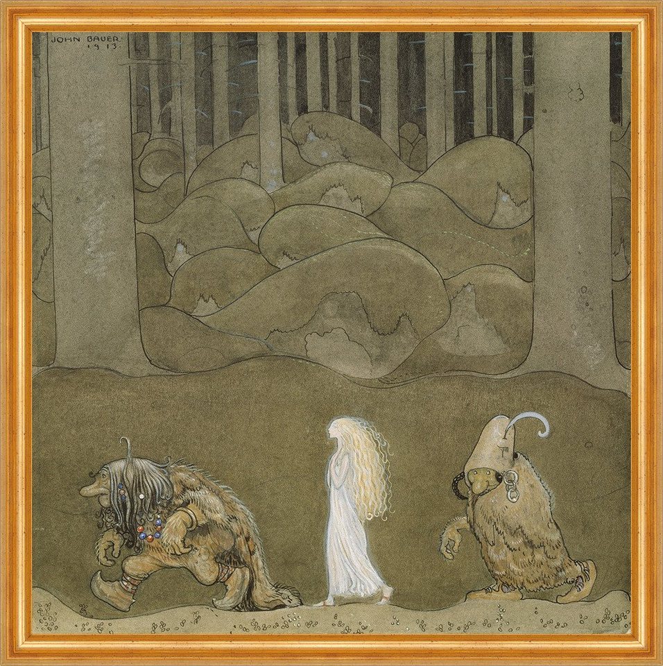 Kunstdruck The Princess and the Trolls John Bower Prinzessin Trolle Wald Bäume B, (1 St) von OTTO