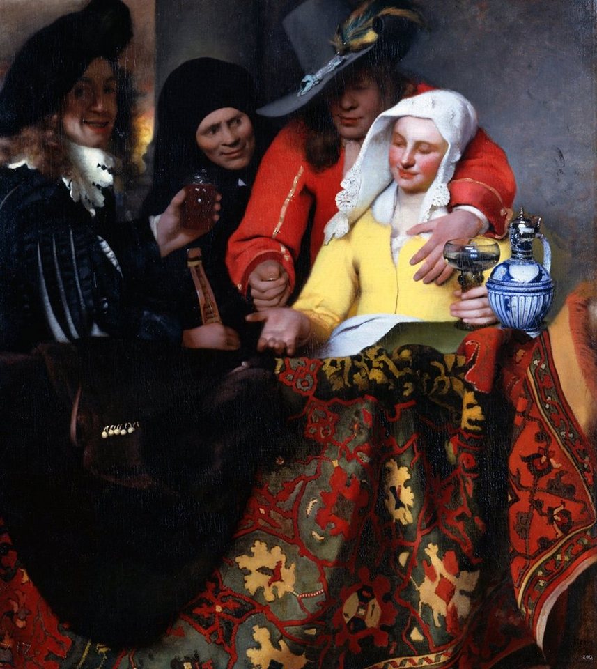 Kunstdruck The Procuress Jan Vermeer Kupplerin Beruf Männer Weinglas Krug Haube B, (1 St) von OTTO