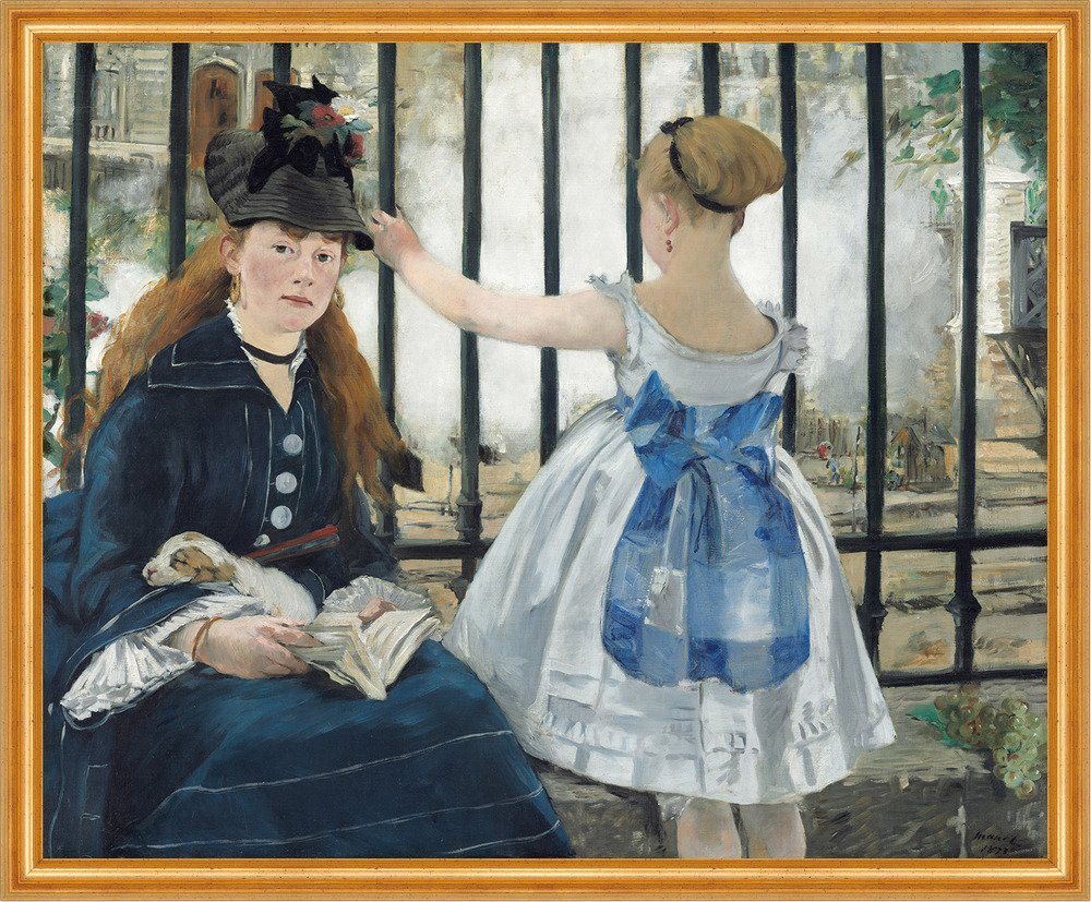Kunstdruck The Railway Edouard Manet Zaun Mutter Kind Dampf Rauch Zug B A2 01481, (1 St) von OTTO