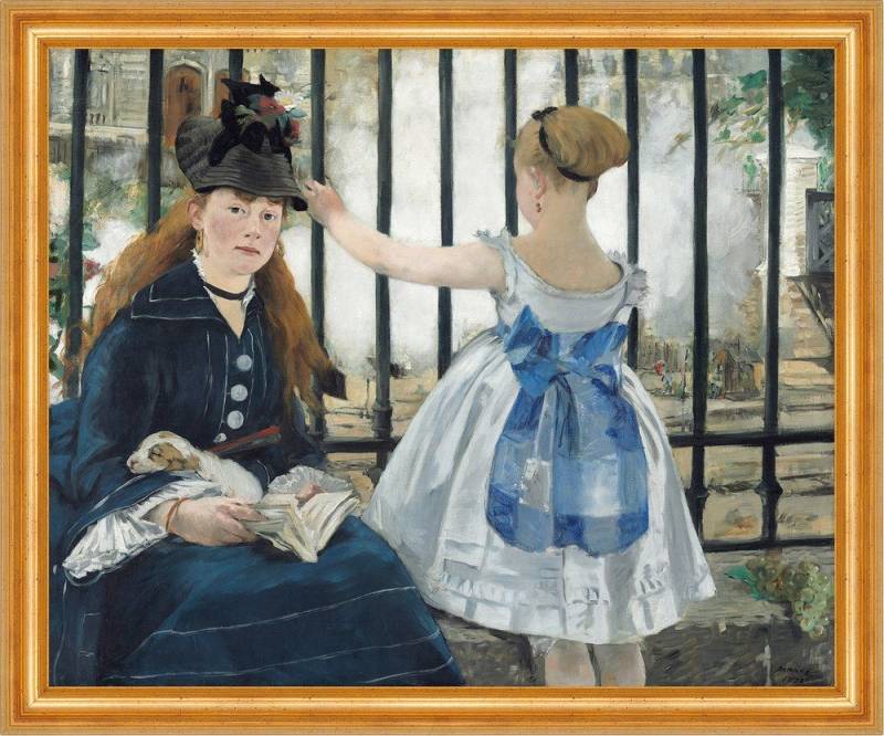BillerAntik Kunstdruck The Railway Edouard Manet Zaun Mutter Kind Dampf Rauch Zug Kleider B A, (1 St) von BillerAntik