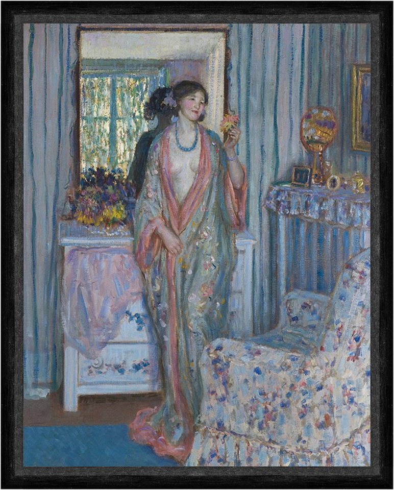 BillerAntik Kunstdruck The Robe Frederick Carl Frieseke Umhang Mode Frauen Blumen Fenster Fak, (1 St) von BillerAntik