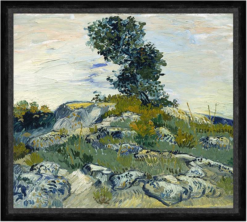 BillerAntik Kunstdruck The Rocks Vincent van Gogh Felsen Hügel Baum Natur Wiese Steine Faks_B, (1 St) von BillerAntik