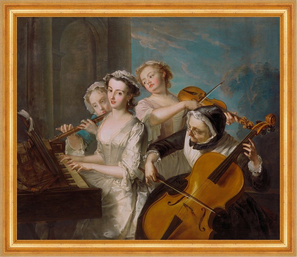 BillerAntik Kunstdruck The Sense of Hearing Philippe Mercier Musik Klavier Hören B A3 03081 G, (1 St) von BillerAntik