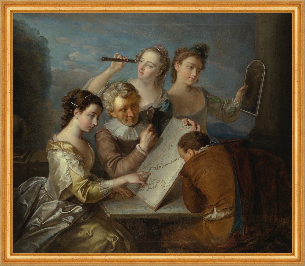 BillerAntik Kunstdruck The Sense of Sight Philippe Mercier Karte Familie Lupe Sehen B A2 0308, (1 St) von BillerAntik