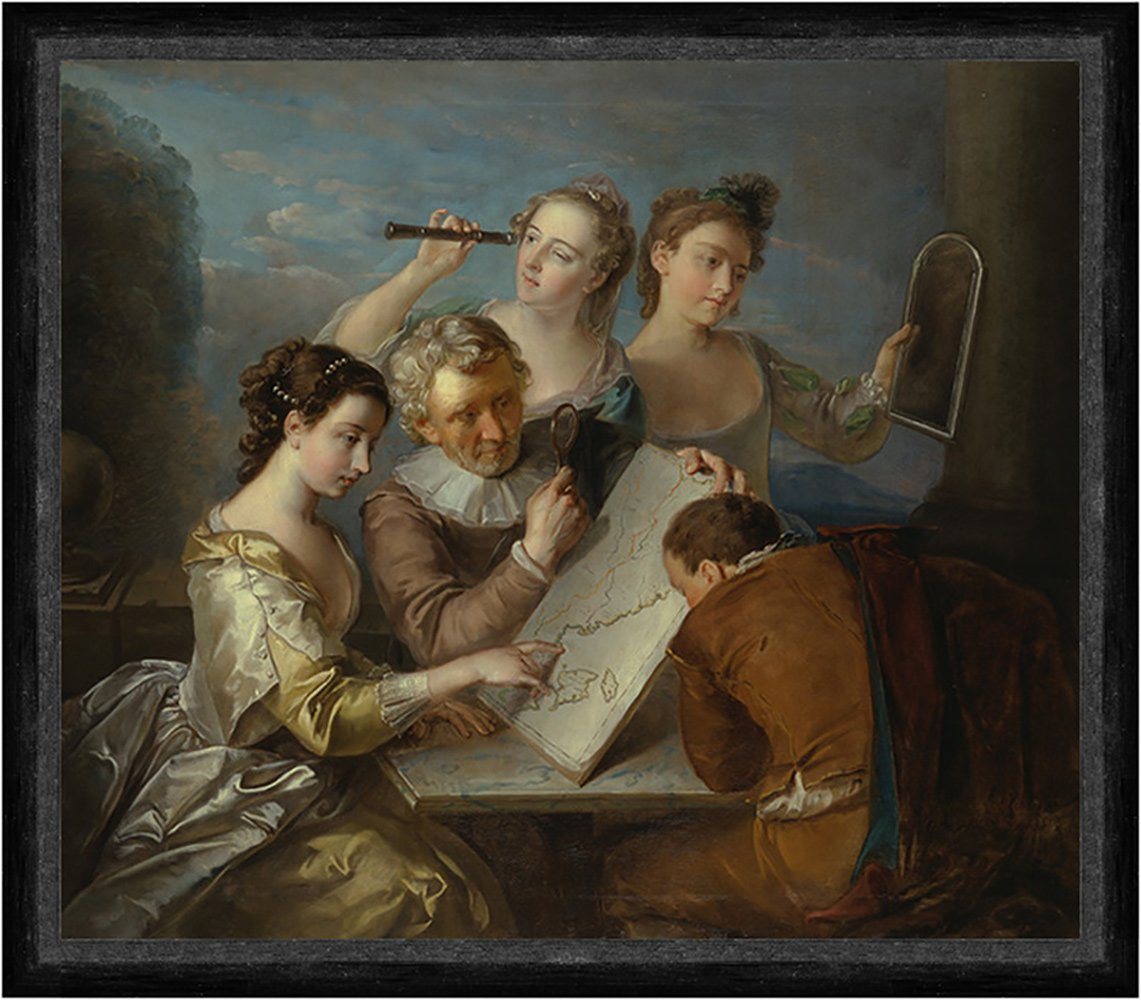 BillerAntik Kunstdruck The Sense of Sight Philippe Mercier Karte Familie Lupe Sehen Faks_B 0, (1 St) von BillerAntik