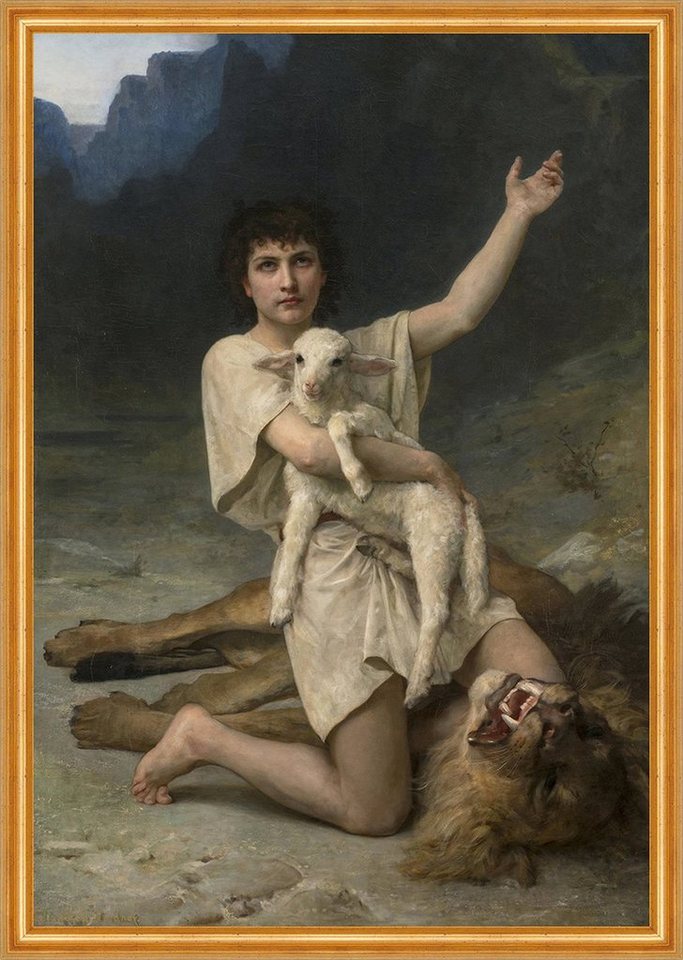 Kunstdruck The Shepherd David William Adolphe Bouguereau Schafhirte Lamm Junge B, (1 St) von OTTO
