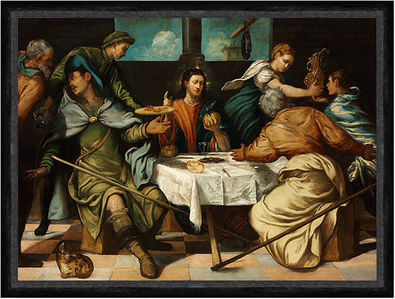 Kunstdruck The Supper at Emmaus Jacopo Tintoretto Sankt Jesus Mahl Katze Tafel Fa, (1 St) von OTTO