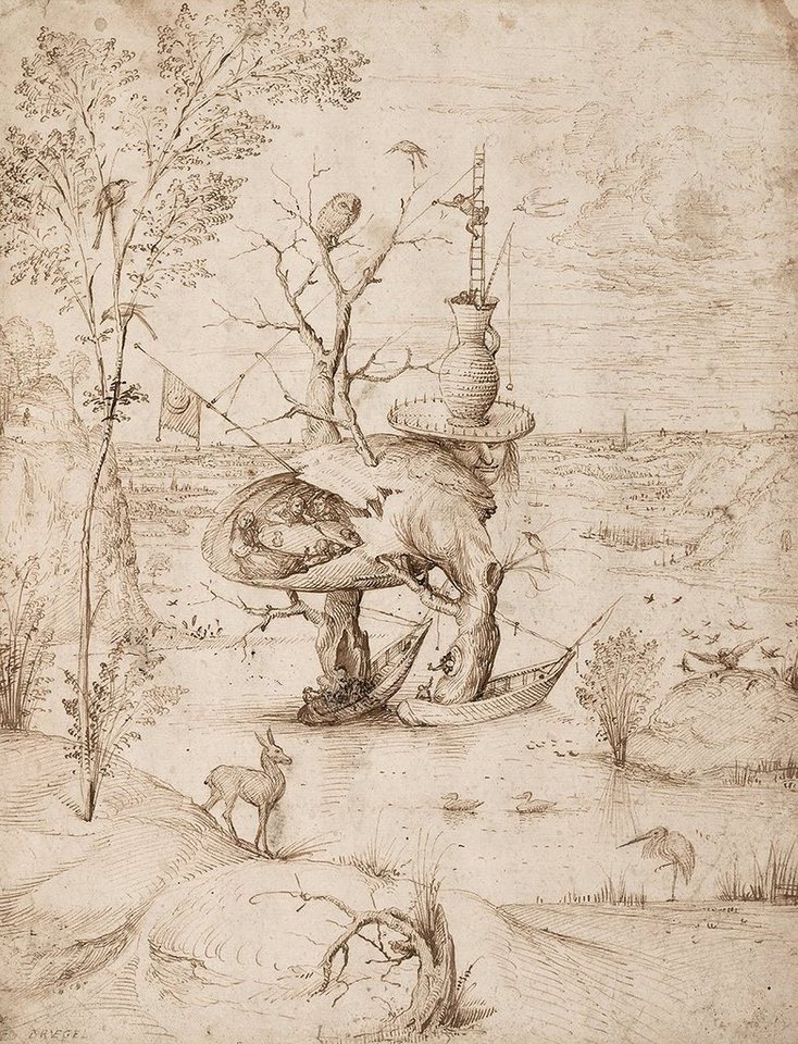 Kunstdruck The Tree-Man Hieronymus Bosch Baum Gestalt Reh Boote Eule Leiter B A3, (1 St) von OTTO