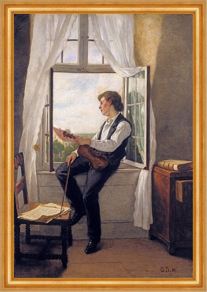 Kunstdruck The Violinist at the Window Otto Scholderer Geige Fenster B A3 02955 G, (1 St) von OTTO