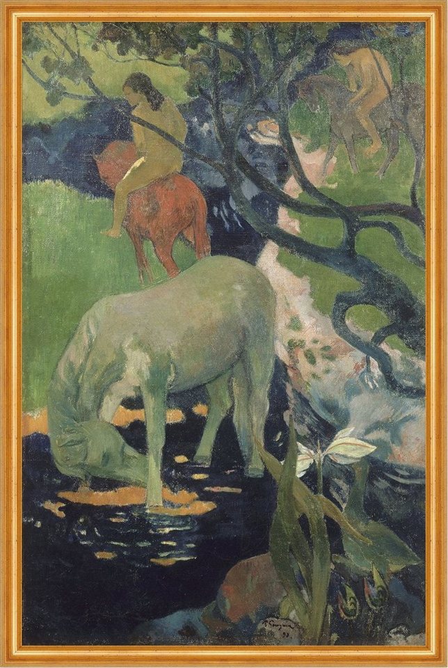 Kunstdruck The White Horse Paul Gauguin Pferde Tiere Reiterin Bäume Schimmel B A1, (1 St) von OTTO