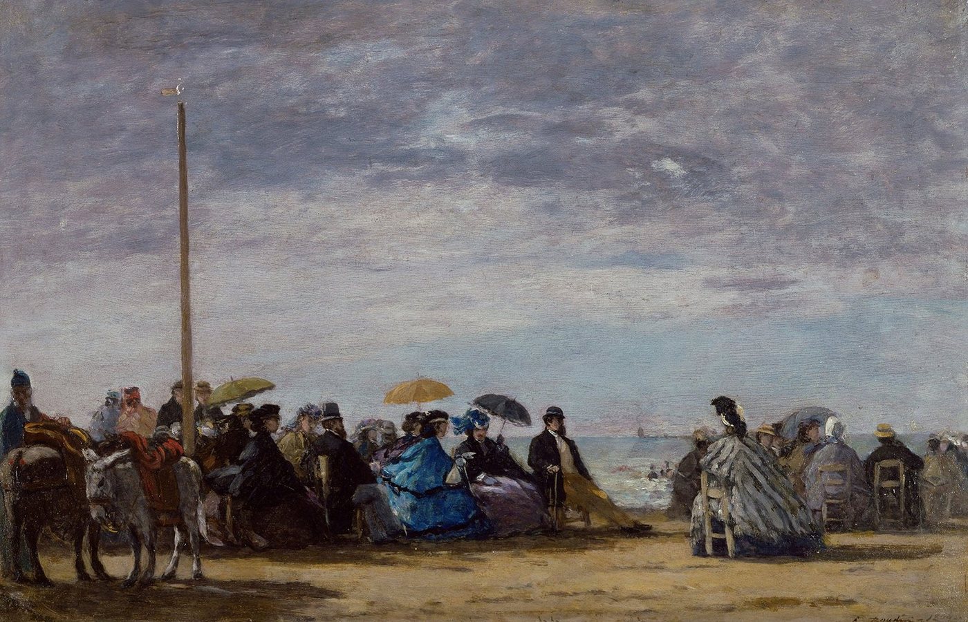 Kunstdruck The beach Eugene Boudin Strand Schirme Frauen Stühle Sitzen Meer B A3, (1 St) von OTTO