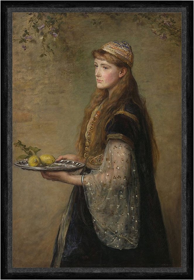 BillerAntik Kunstdruck The captive John Everett Millais Tablett Zitronen Gefangene Trauer Fak, (1 St) von BillerAntik