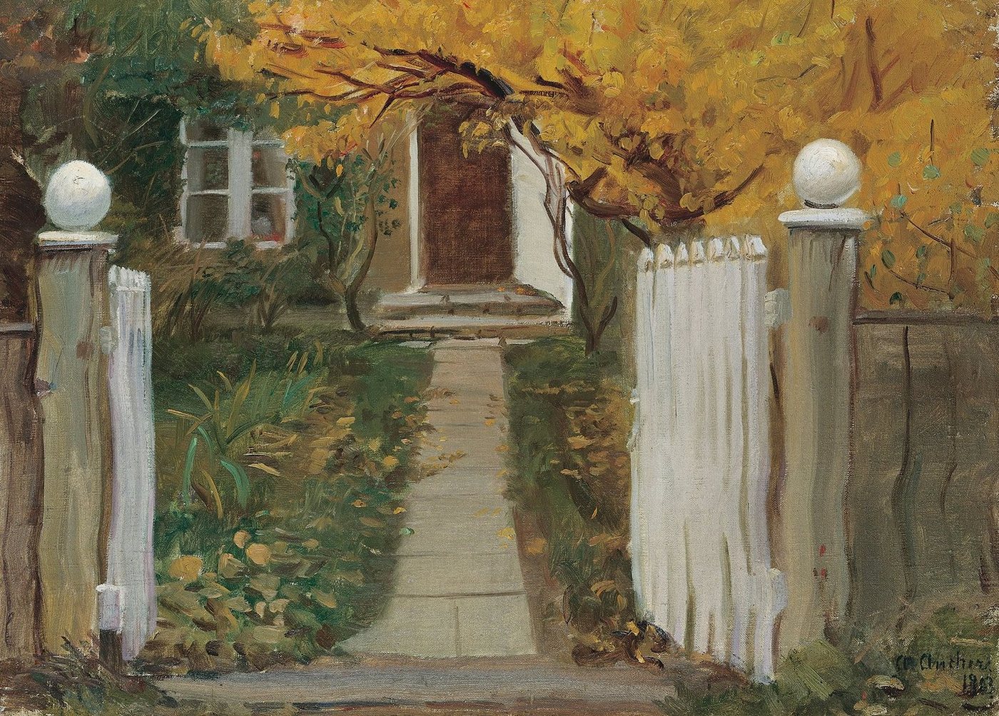 Kunstdruck The entrance to our garden Anna Ancher Zaun Pforte Garten Weg Haus B A, (1 St) von OTTO