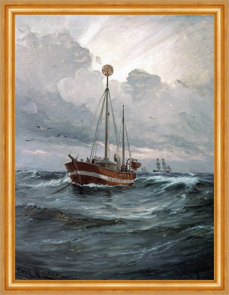 Kunstdruck The lightship at Skagen Reef Carl Locher Licht Meer Schiff B A3 00987, (1 St) von OTTO