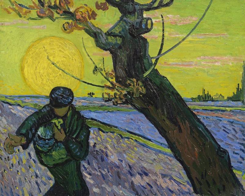 BillerAntik Kunstdruck The sower Vincent van Gogh Bauern Feld Säen Sonne Samen Baum Acker B A, (1 St) von BillerAntik