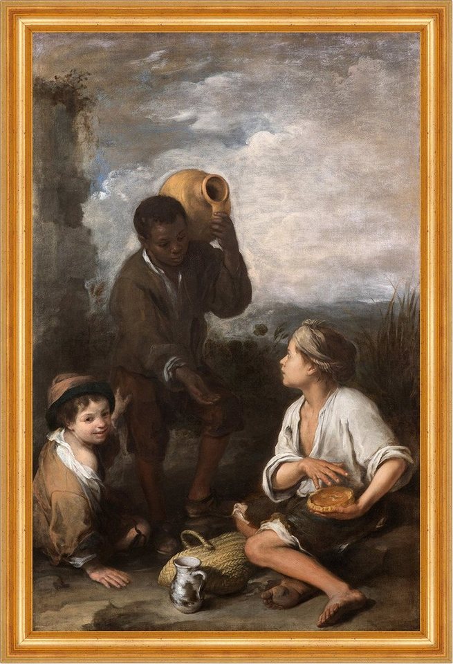 BillerAntik Kunstdruck Three Boys Bartolome Esteban Murillo Kinder Karaffe Krug Korb B A3 007, (1 St) von BillerAntik