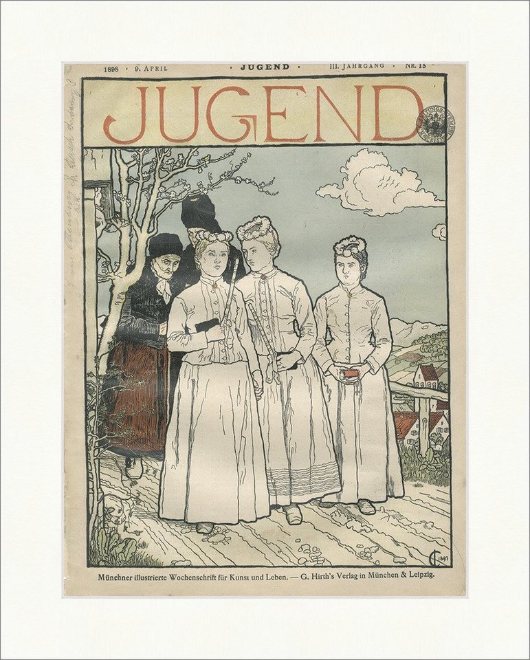 BillerAntik Kunstdruck Titelbild Nr. 15 Kirchgang Haarkranz Kerzen Ostern Jugend Original 528, (1 St) von BillerAntik