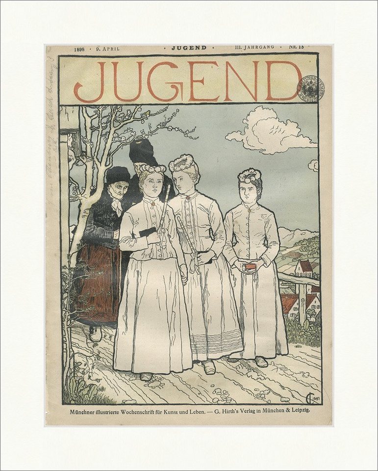 Kunstdruck Titelbild Nr. 15 Kirchgang Haarkranz Kerzen Ostern Jugend Original 528, (1 St) von OTTO