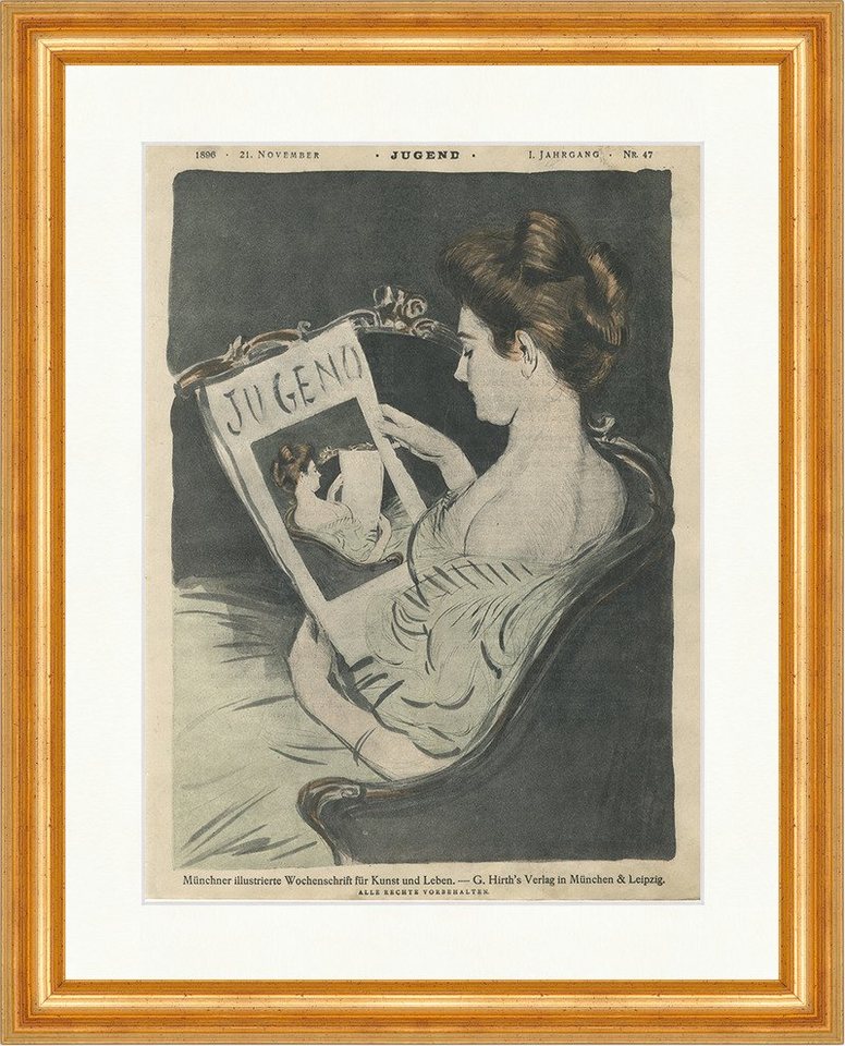 BillerAntik Kunstdruck Titelblatt 21. November Nr. 47 I. Jahrgang Sessel Jugend Gerahmt 5247, (1 St) von BillerAntik