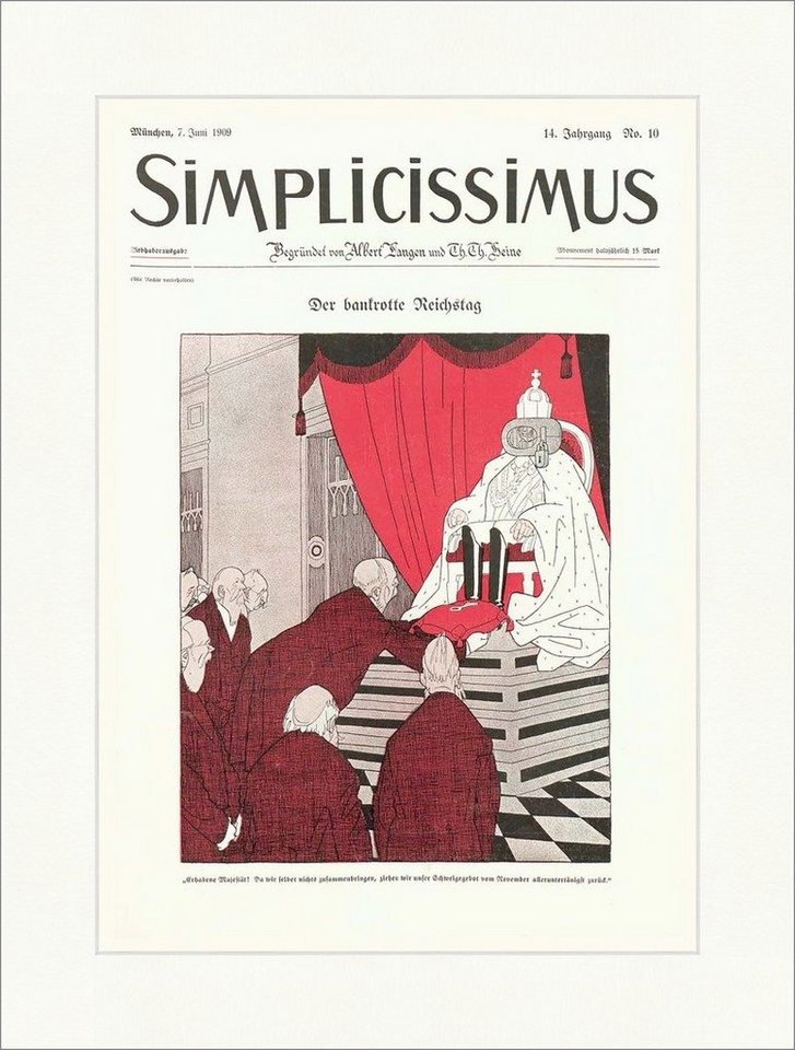 Kunstdruck Titelseite der Nummer 10 von 1909 Olaf Gulbransson Reichstag Simplicis, (1 St) von OTTO