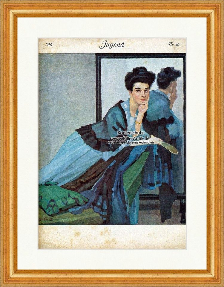 Kunstdruck Titelseite der Nummer 10 von 1910 Leo Putz Frau Spiegel Kamm Jugend 37, (1 St) von OTTO