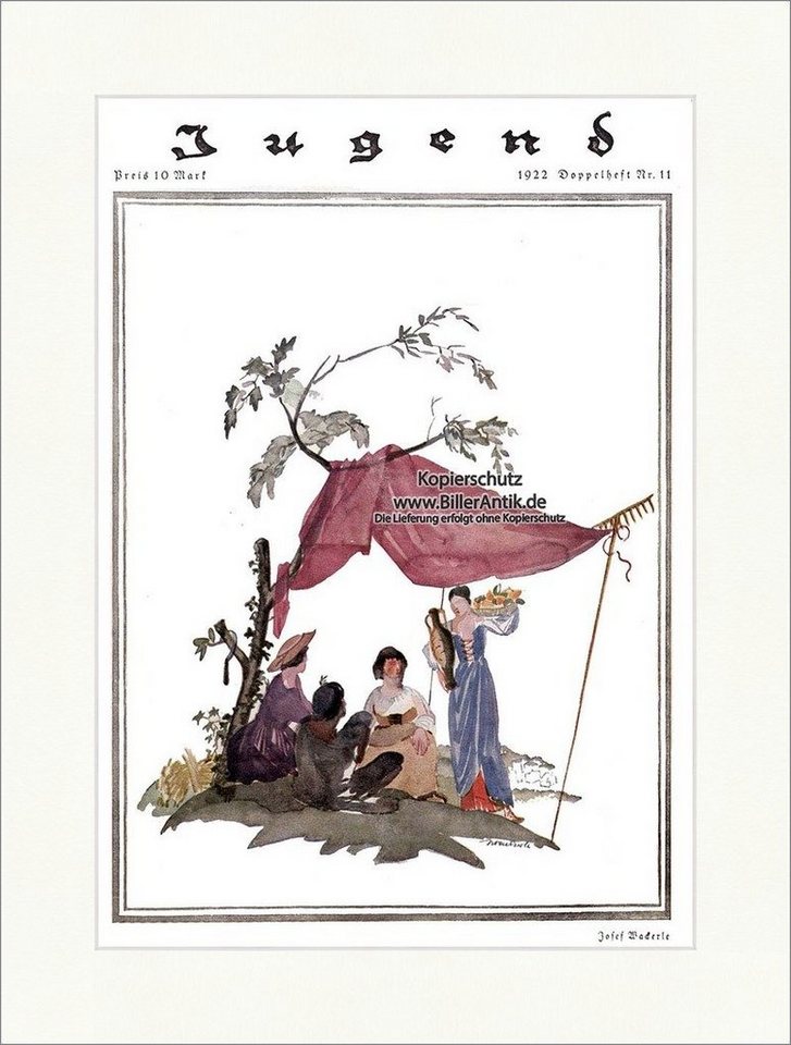 BillerAntik Kunstdruck Titelseite der Nummer 11 von 1922 Joseph Wackerle Baum Obst Frau Jugen, (1 St) von BillerAntik