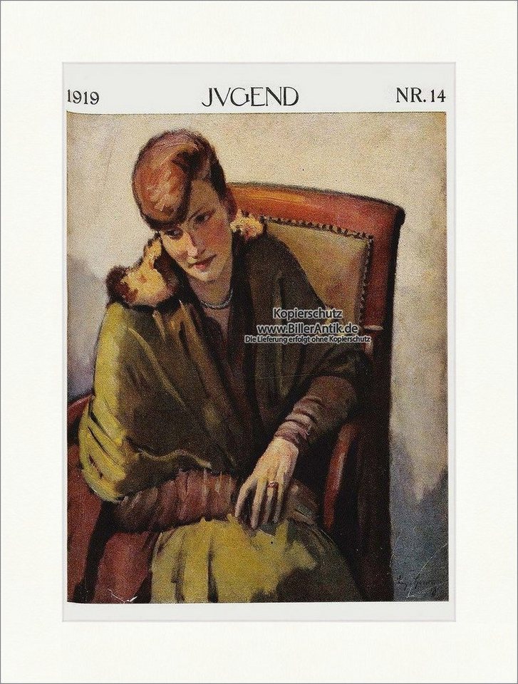 Kunstdruck Titelseite der Nummer 14 von 1919 Eugen Spiro Frau Portrait Stuhl Juge, (1 St) von OTTO