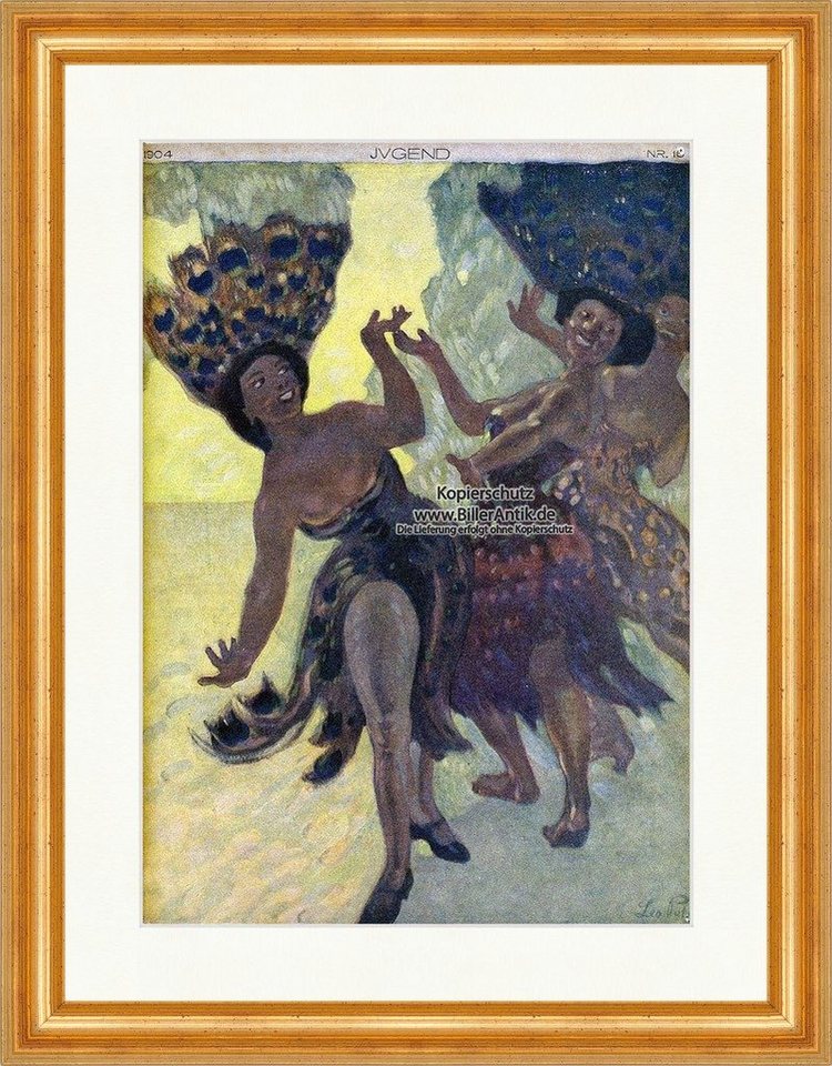 BillerAntik Kunstdruck Titelseite der Nummer 16 von 1904 Leo Putz Frauen Kostüm Jugend 3431 G, (1 St) von BillerAntik