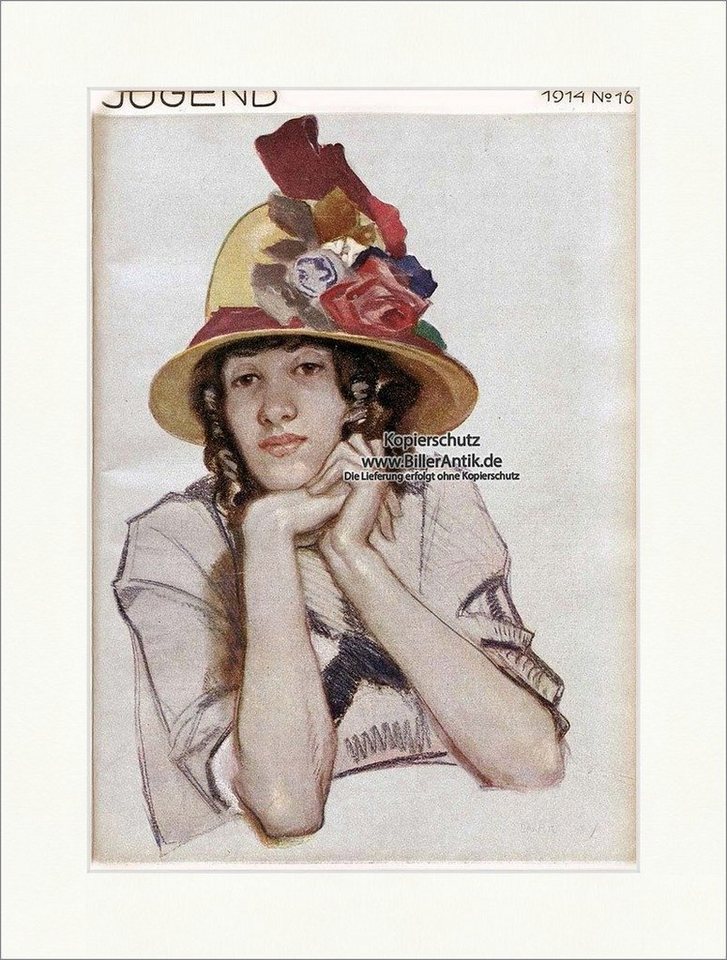 BillerAntik Kunstdruck Titelseite der Nummer 16 von 1914 Leo Putz Fräulein Francaise Jugend 3, (1 St) von BillerAntik