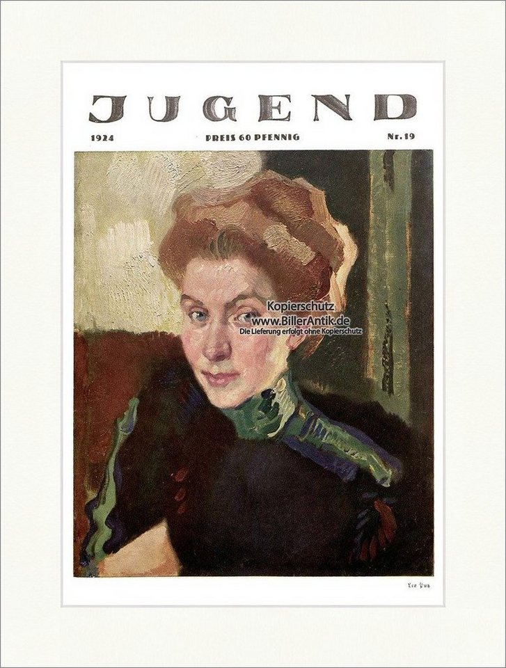 BillerAntik Kunstdruck Titelseite der Nummer 19 von 1924 Leo Putz Frau Portrait Jugendstil Ju, (1 St) von BillerAntik