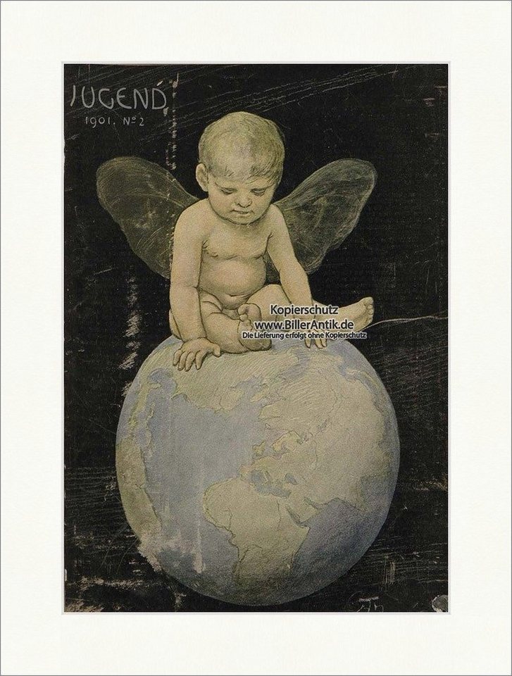 BillerAntik Kunstdruck Titelseite der Nummer 2 von 1901 Hans thoma Baby Erde Planet Hirth Jug, (1 St) von BillerAntik
