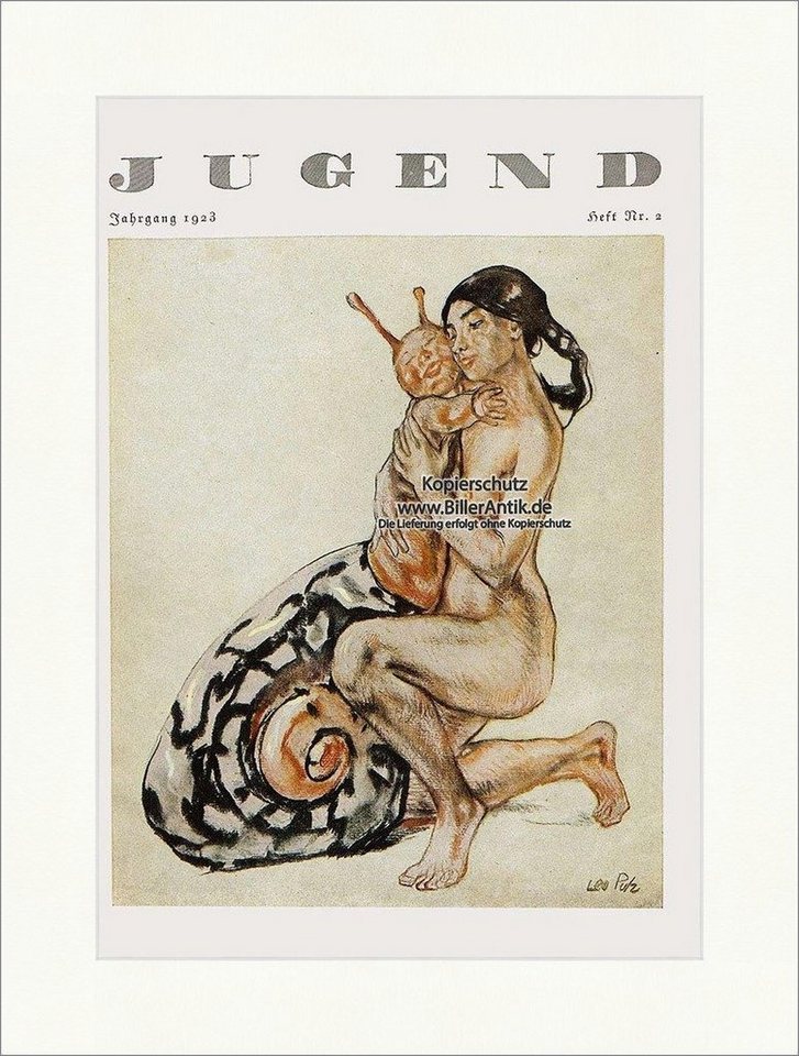 BillerAntik Kunstdruck Titelseite der Nummer 2 von 1923 Leo Putz Akt Schnecke Jugendstil Juge, (1 St) von BillerAntik
