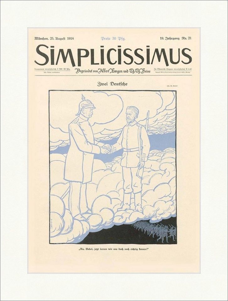 Kunstdruck Titelseite der Nummer 21 von 1914 Thomas Theodor Heine Simplicissimus, (1 St) von OTTO