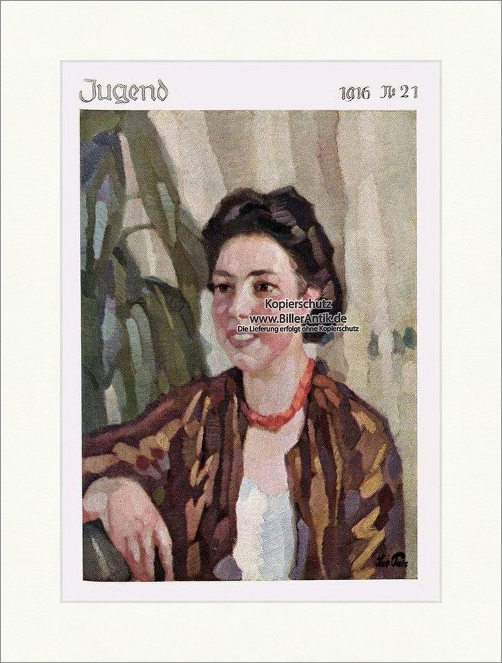 BillerAntik Kunstdruck Titelseite der Nummer 21 von 1916 Leo Putz Frau Portrait Georg Hirth J, (1 St) von BillerAntik