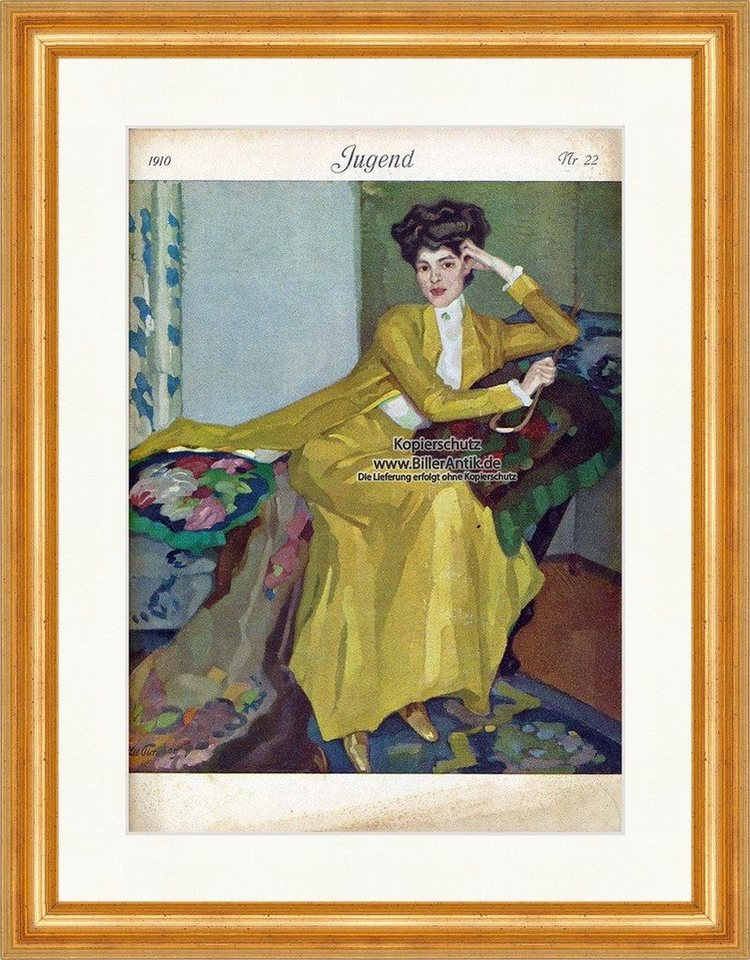 BillerAntik Kunstdruck Titelseite der Nummer 22 von 1910 Leo Putz Frau Portrait Jugend 3749 G, (1 St) von BillerAntik