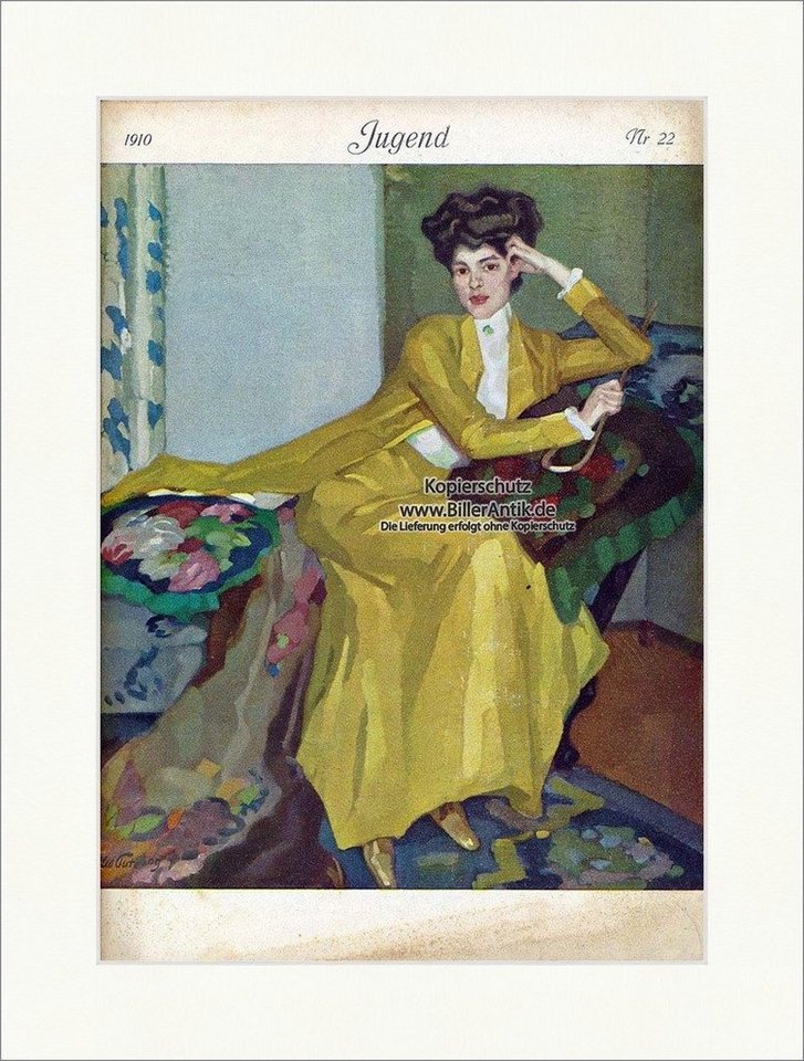 Kunstdruck Titelseite der Nummer 22 von 1910 Leo Putz Frau Portrait Sofa Jugend 3, (1 St) von OTTO