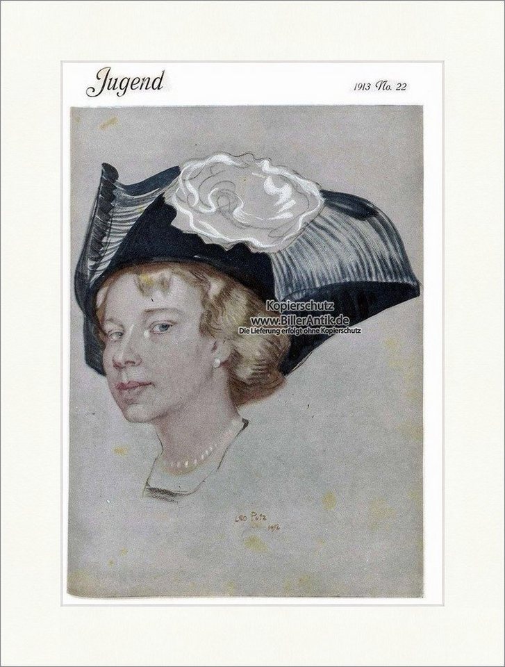 BillerAntik Kunstdruck Titelseite der Nummer 22 von 1913 Leo Putz Katharina Godwin Jugend 390, (1 St) von BillerAntik