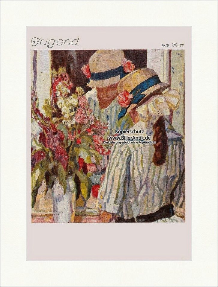 BillerAntik Kunstdruck Titelseite der Nummer 22 von 1919 Josse Goossens Frau Blumen Spiegel J, (1 St) von BillerAntik
