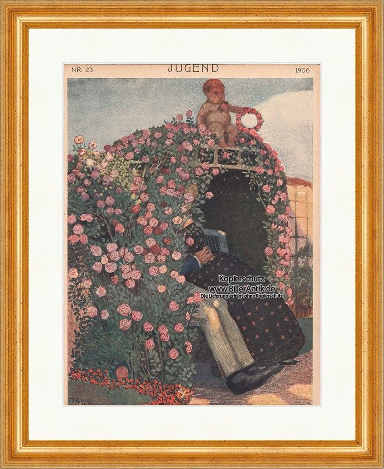 BillerAntik Kunstdruck Titelseite der Nummer 23 von 1906 Ferdinand Spiegel Rosen Jugend 1766, (1 St) von BillerAntik